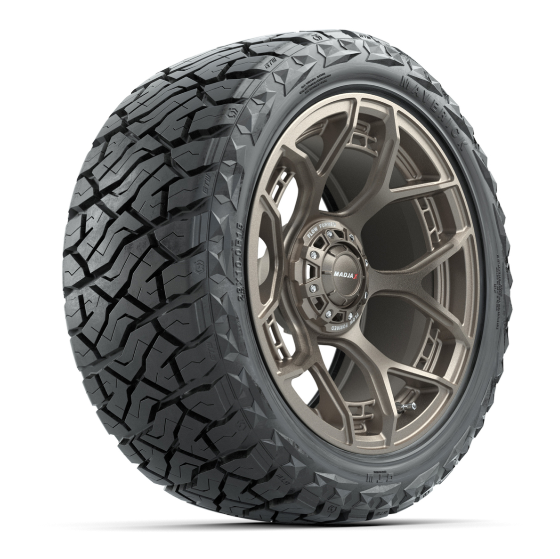 GTW MadJax® Flow Form Evolution Matte Bronze 15 in Wheels with 23x10.00-R15 Maverick All-Terrain Tires – Full Set