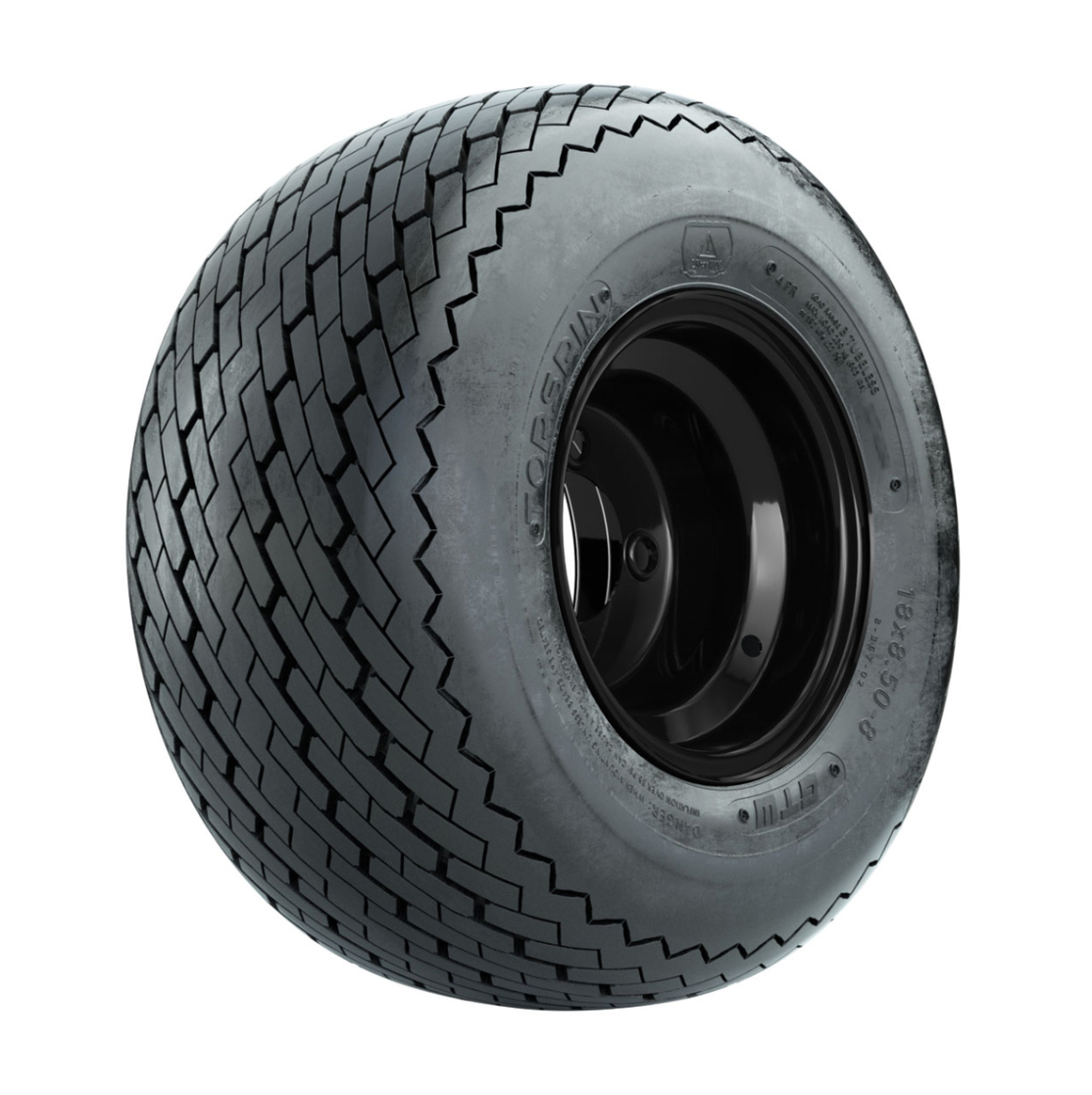 8” GTW® Topspin Tire & Black Steel Wheel Assembly