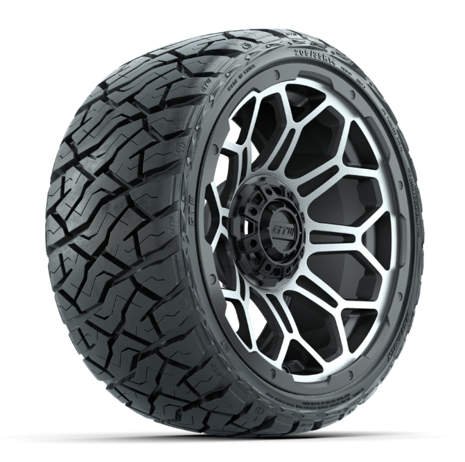 GTW® Bravo Matte Gray/Machined 14 in Wheels with 205/35-R14 Maverick Low-Profile All-Terrain Tires – Full Set