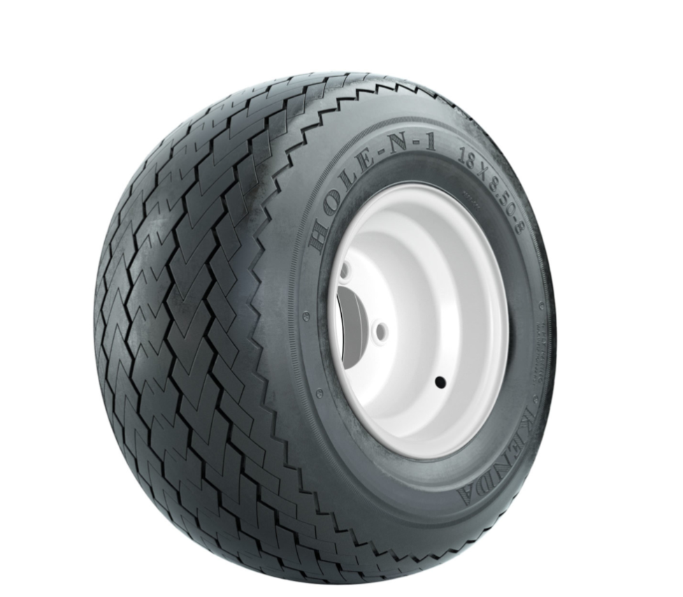 White Steel 8 in Wheels with 18 in Kenda Hole-N-1 Sawtooth Tires - Set of 4