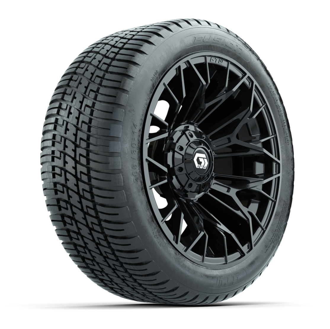 GTW® Stellar Black 14 in Wheels with 205/30-R14 Fusion Street Tires – Full Set
