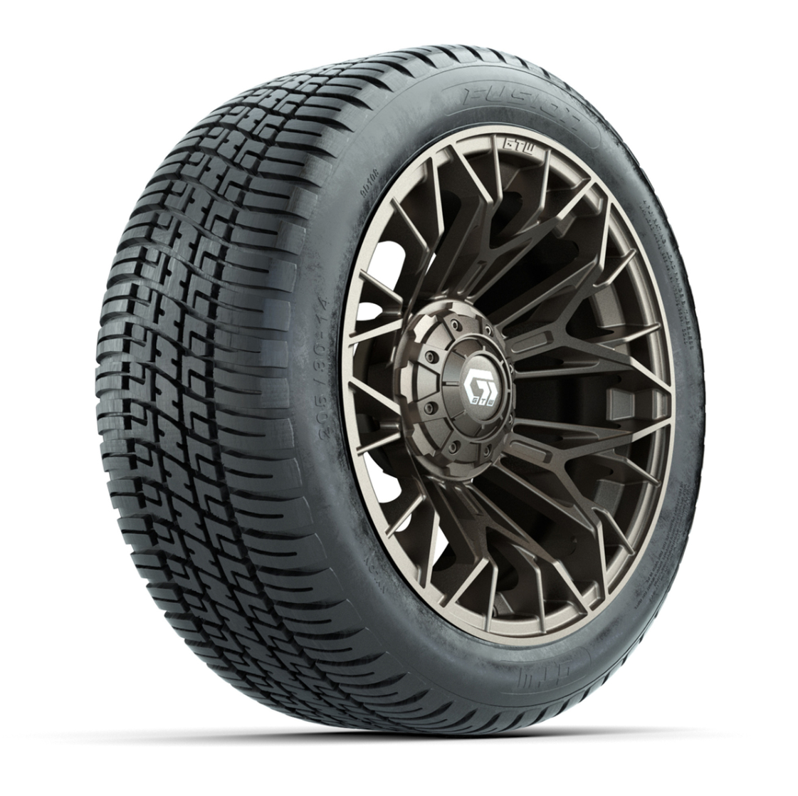 GTW® Stellar Matte Bronze 14 in Wheels with 205/30-R14 Fusion Street Tires – Full Set