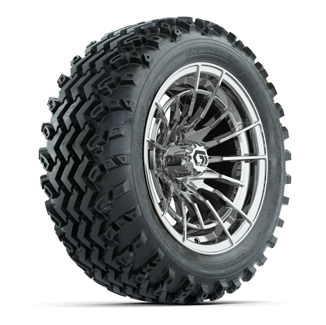 GTW® Boost Chrome 14 in Wheels with 23X10-14 Rogue All-Terrain Tires – Full Set