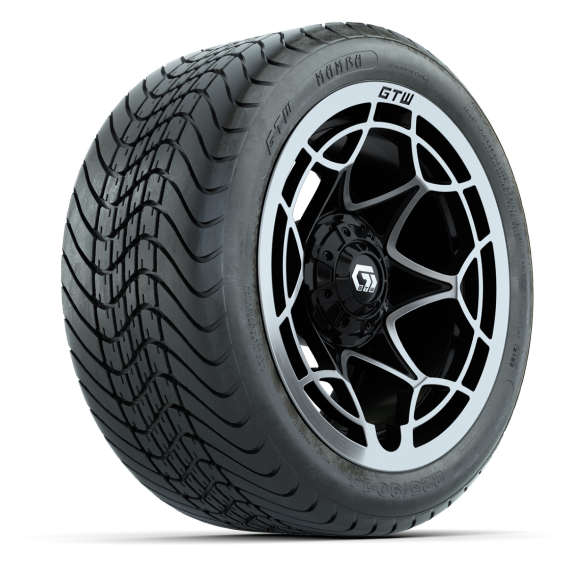GTW Nexus Black/Silver 14 in Wheels with 225/30-14 Mamba Street Tires – Full Set