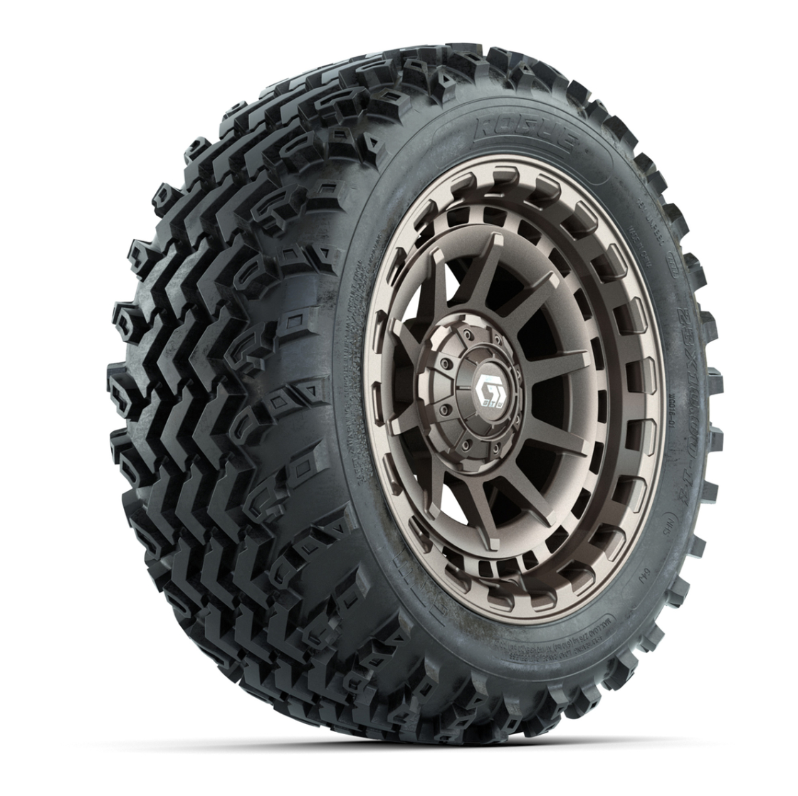 GTW® Barricade Bronze 14 in Wheels with 23X10-14 Rogue All-Terrain Tires – Full Set
