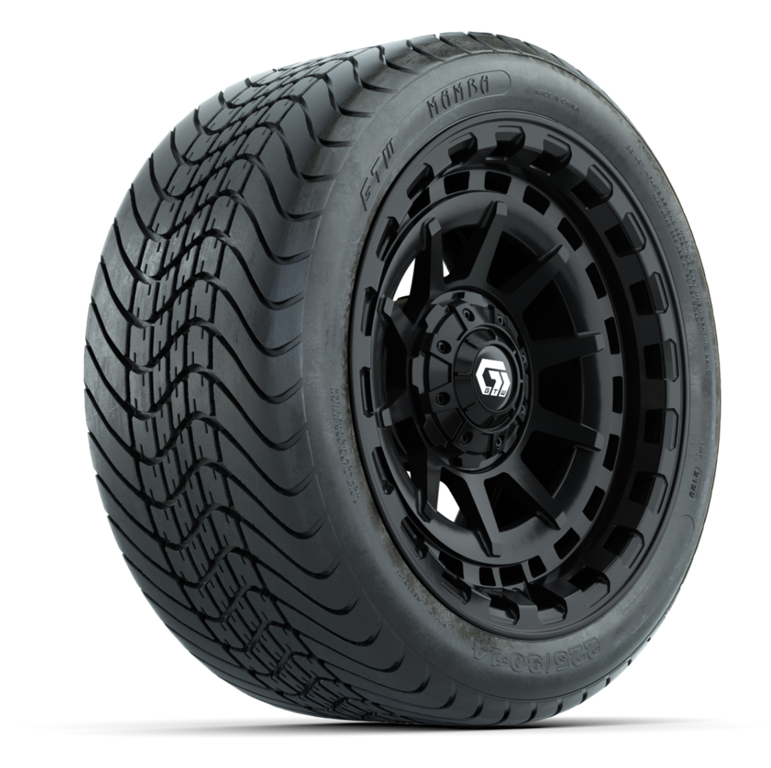 GTW Barricade Black 14 in Wheels with 225/30-14 Mamba Street Tires – Full Set