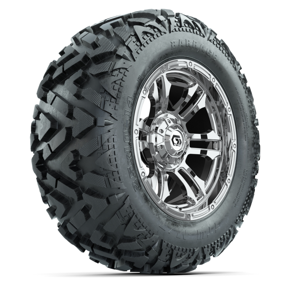 GTW Shogun Chrome 14 in Wheels with 25x10-14 Barrage Mud Tires – Full Set