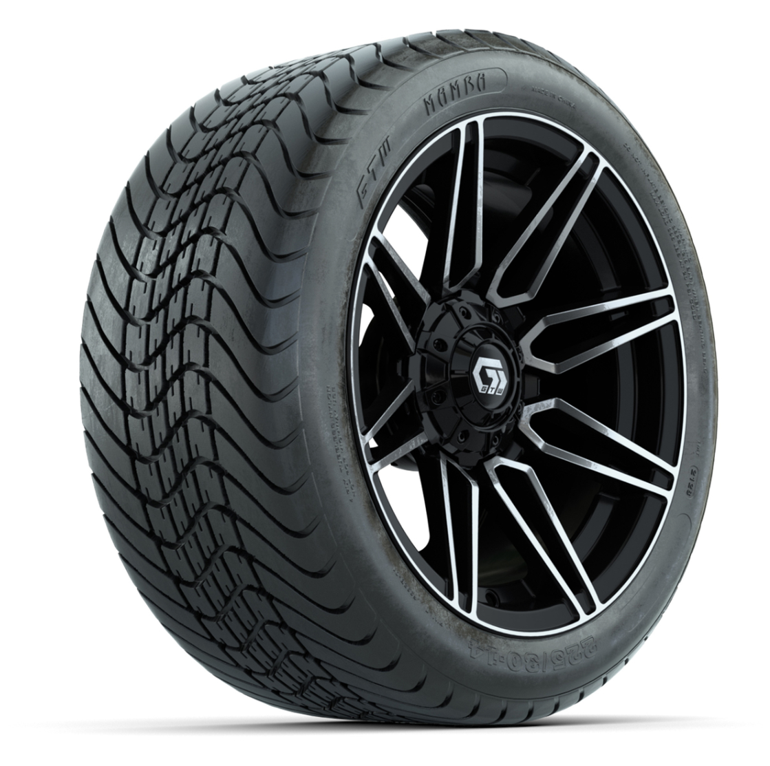 GTW Stealth Black/Machined 14 in Wheels with 225/30-14 Mamba Street Tires – Full Set
