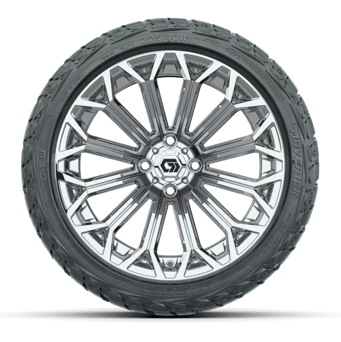 GTW® Phantom Chrome 16 in Wheels with 225/40-R16 Maverick Hybrid Tires - Full Set