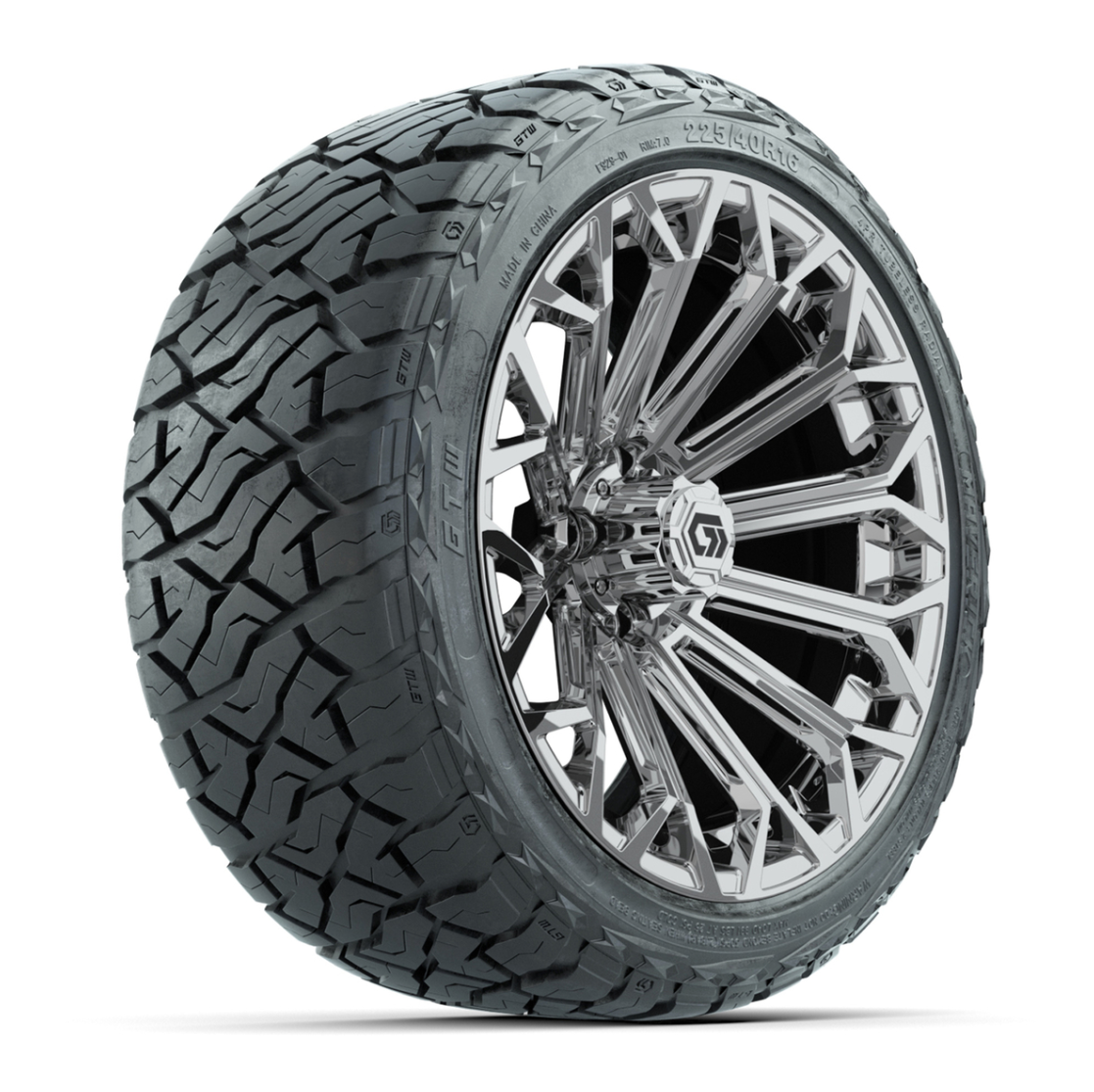 GTW® Phantom Chrome 16 in Wheels with 225/40-R16 Maverick Hybrid Tires - Full Set