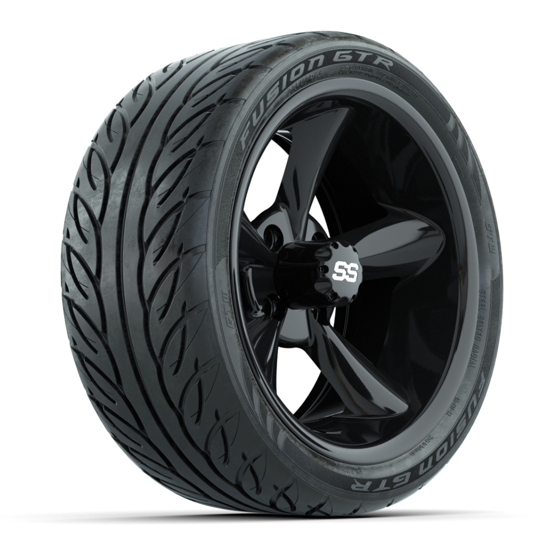 GTW® Godfather Black 14 in Wheels with 205/40-R14 Fusion GTR Steel Belt Radial Street Tires – Full Set