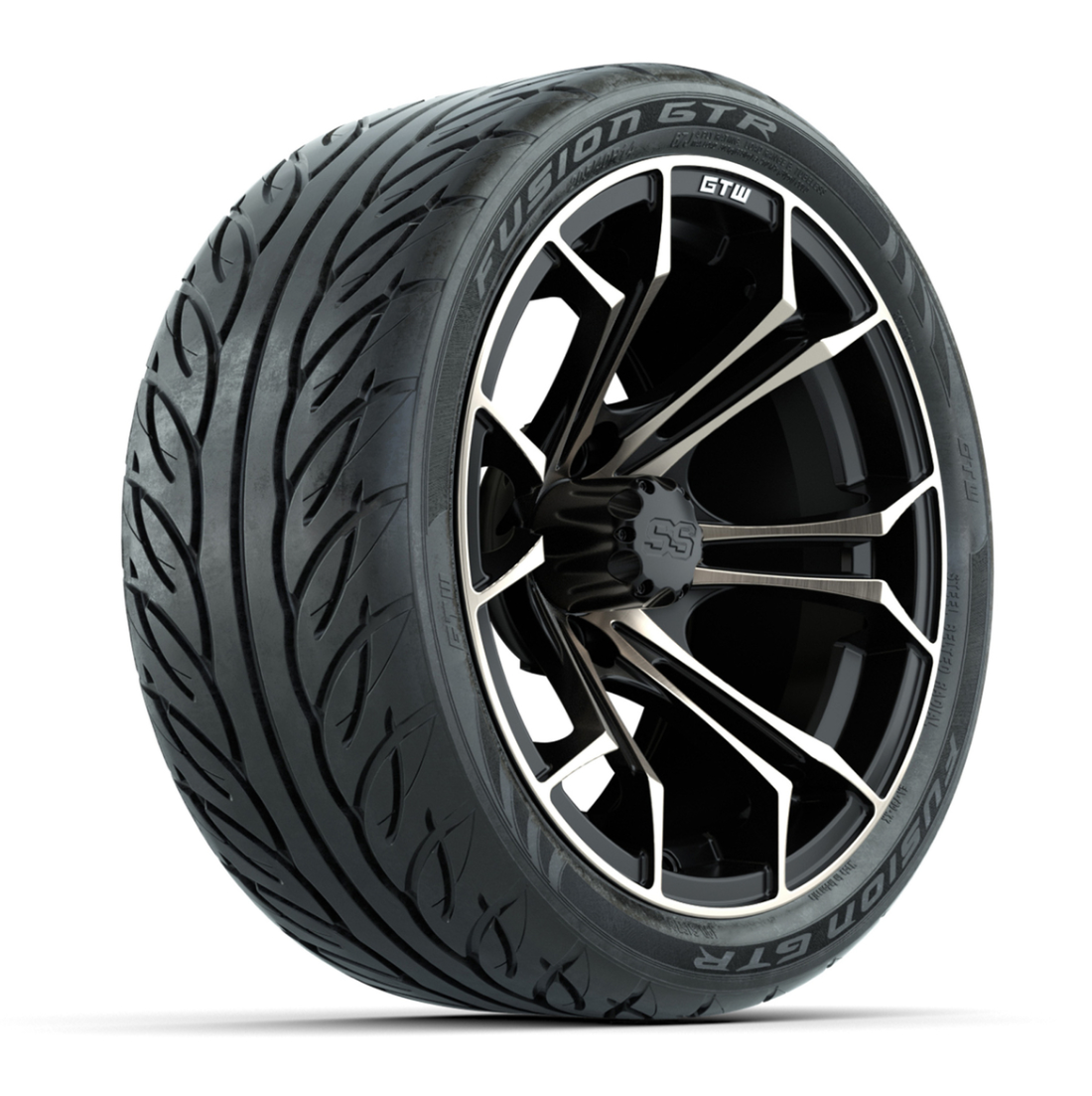 GTW® Spyder Matte Black/Bronze 14 in Wheels with 205/40-R14 Fusion GTR Steel Belt Radial Street Tires – Full Set