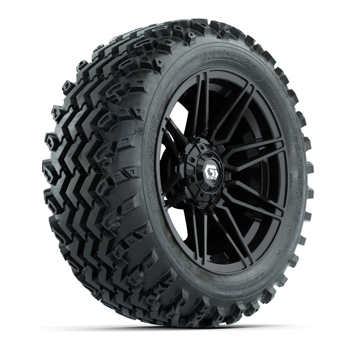 GTW® Stealth Gloss Black 14 in Wheels with 23X10-14 Rogue All-Terrain Tires – Full Set