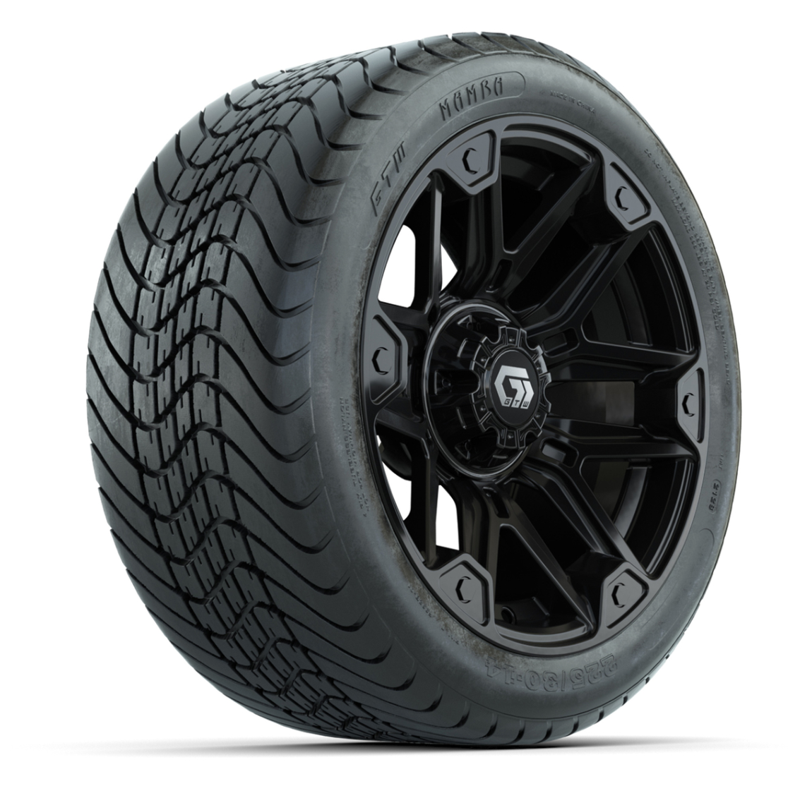 GTW Graffiti Gloss Black 14 in Wheels with 225/30-14 Mamba Street Tires – Full Set