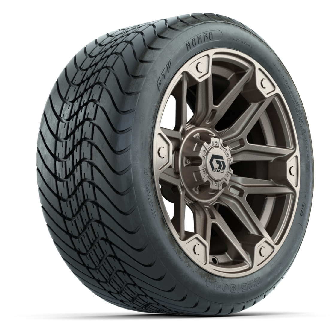 GTW Graffiti Bronze/Black 14 in Wheels with 225/30-14 Mamba Street Tires – Full Set