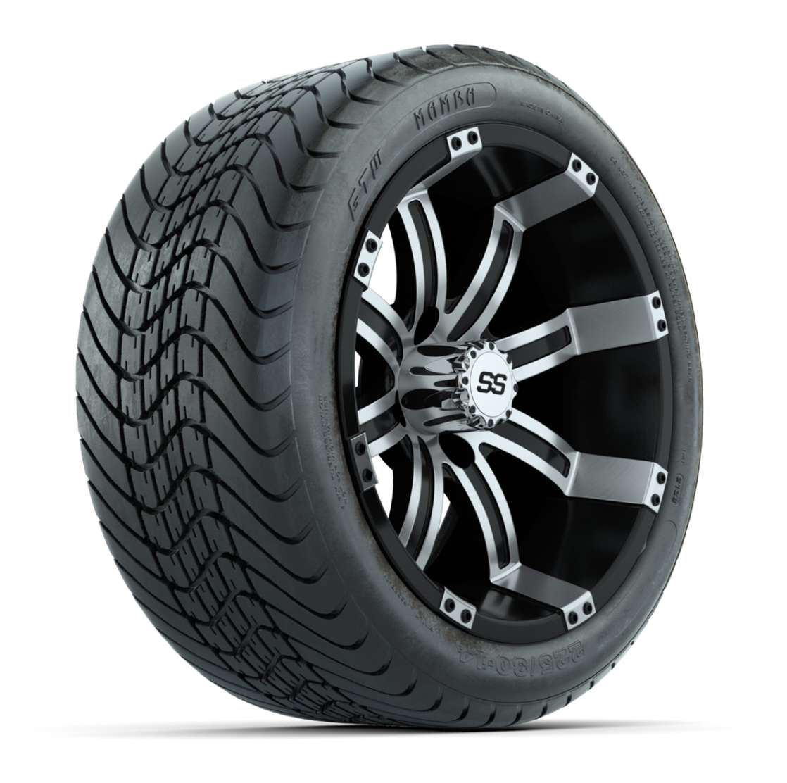 Set of (4) 14 inch GTW Tempest Machined/Black Wheels with GTW Mamba Street Tires