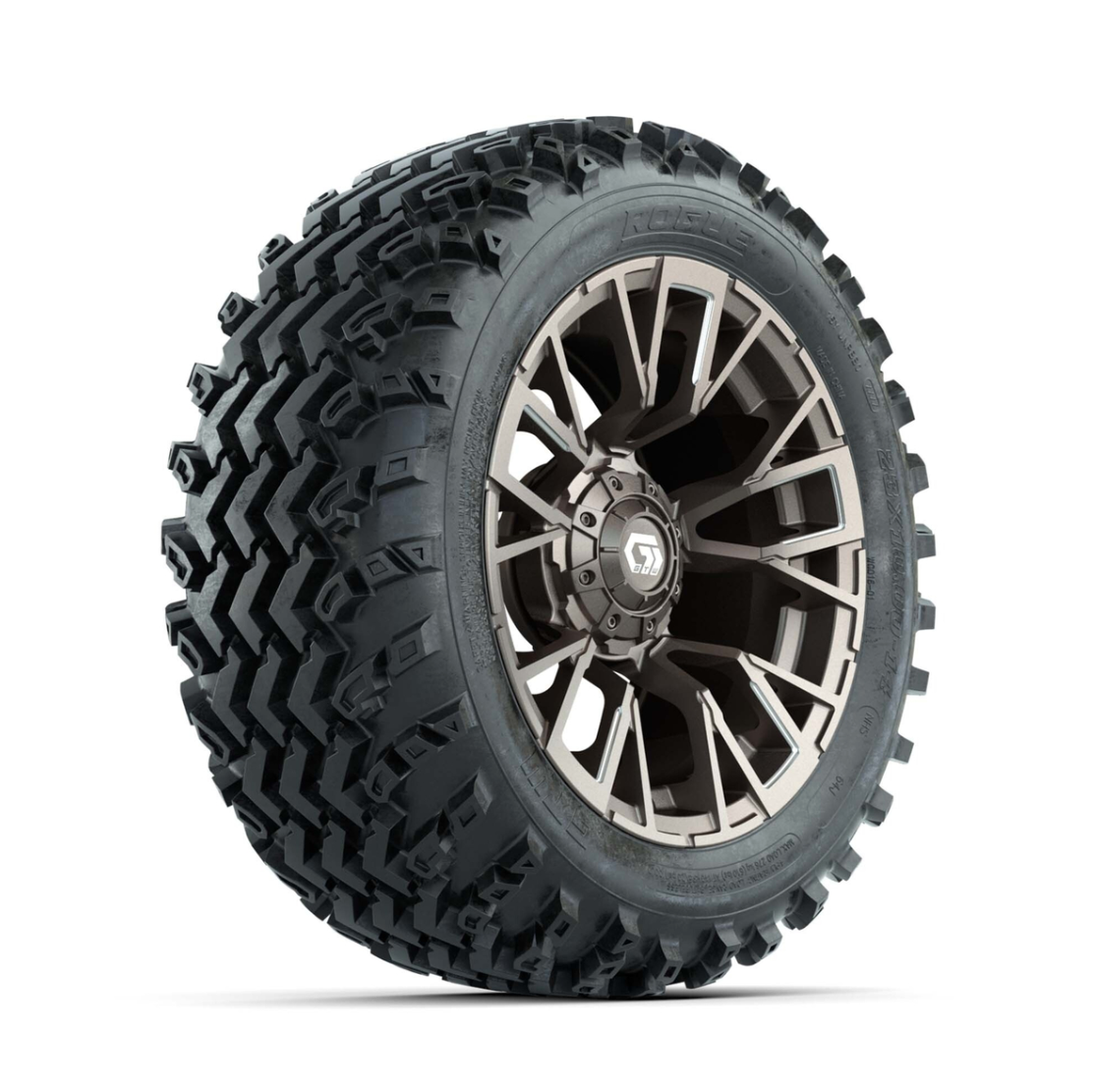 GTW® Vandal Bronze/Machined 14 in Wheels with 23X10.00-14 Rogue All-Terrain Tires – Full Set