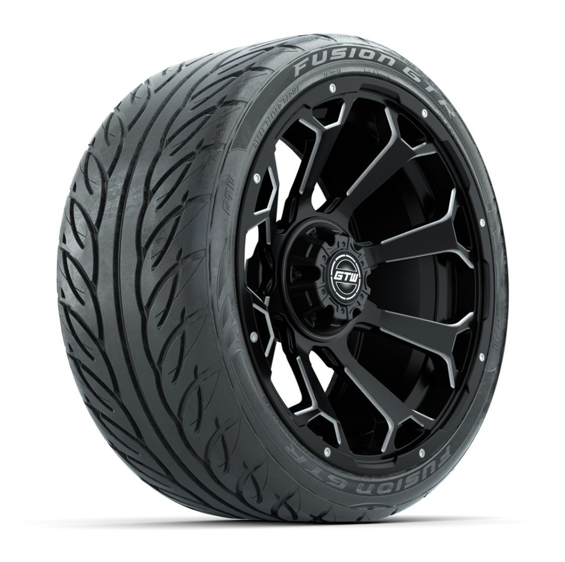 GTW Raven Matte Black/Ball Mill 15 in Wheels with 215/40-R15 Fusion GTR Steel Belt Radial Street Tires – Full Set