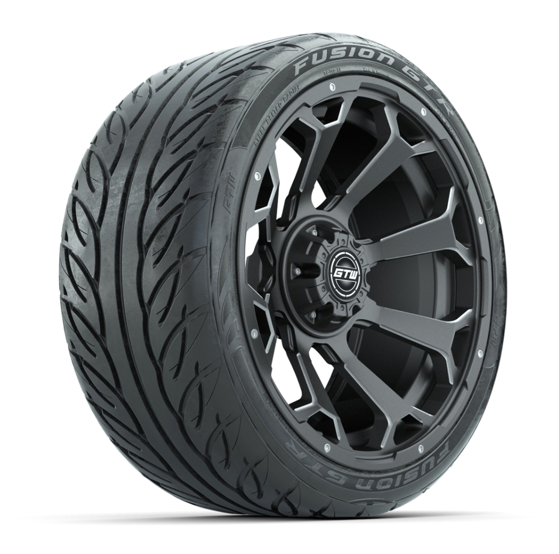 GTW Raven Matte Gray/Ball Mill 15 in Wheels with 215/40-R15 Fusion GTR Steel Belt Radial Street Tires – Full Set