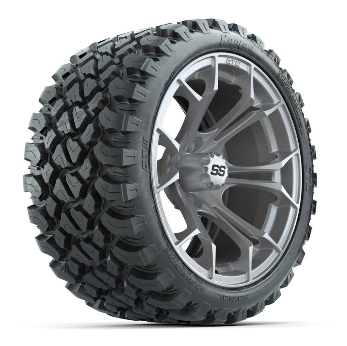 GTW Spyder Silver Brush 15 in Wheels with 23x10-R15 Nomad Steel Belt Radial All-Terrain Tires – Full Set
