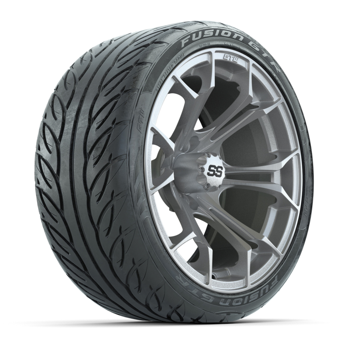 GTW Spyder Silver Brush 15 in Wheels with 215/40-R15 Fusion GTR Steel Belt Radial Street Tires – Full Set