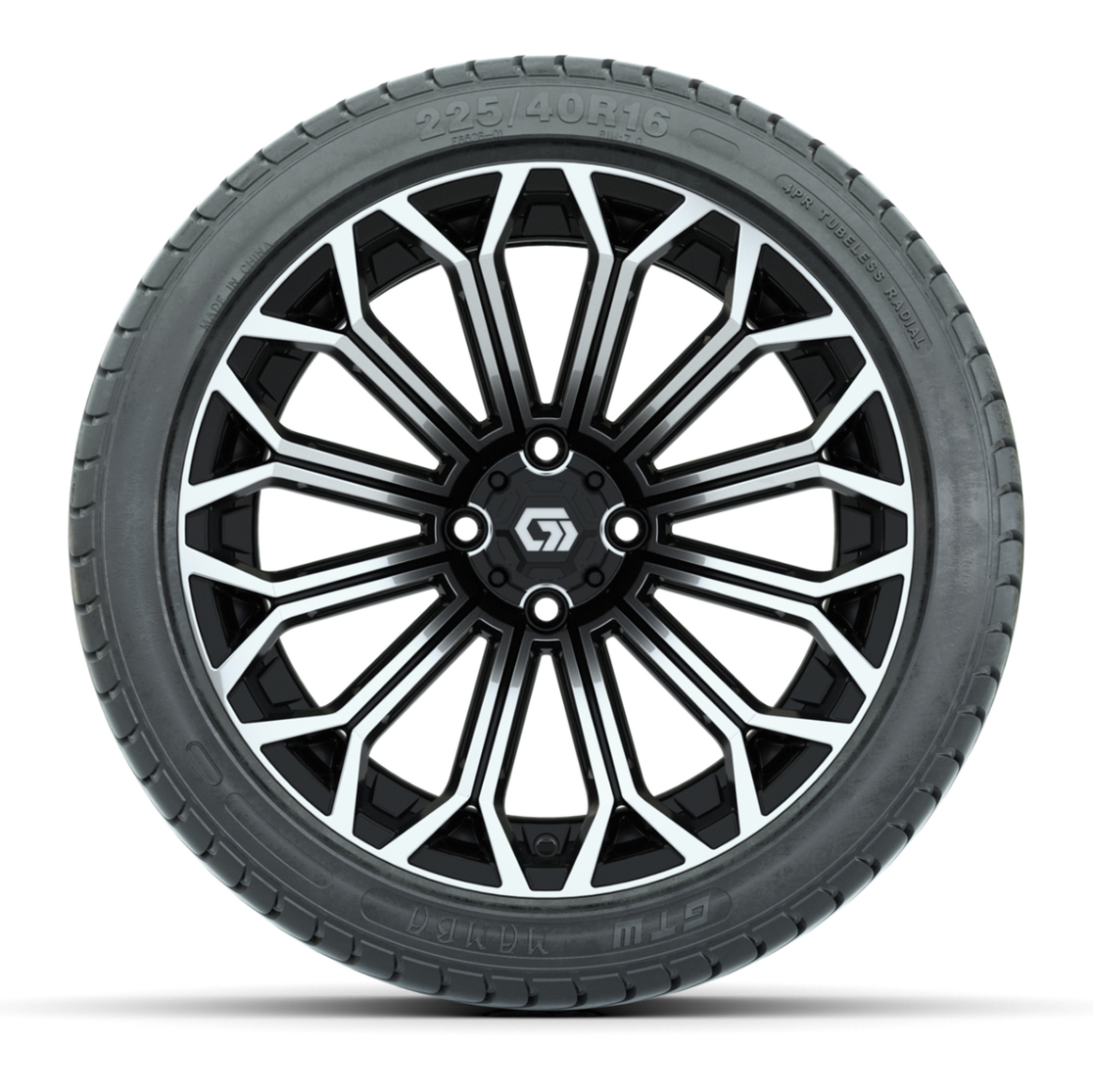 GTW® Phantom Black/Machined 16 in Wheels with 225/40-R16 Mamba Street Tires - Full Set