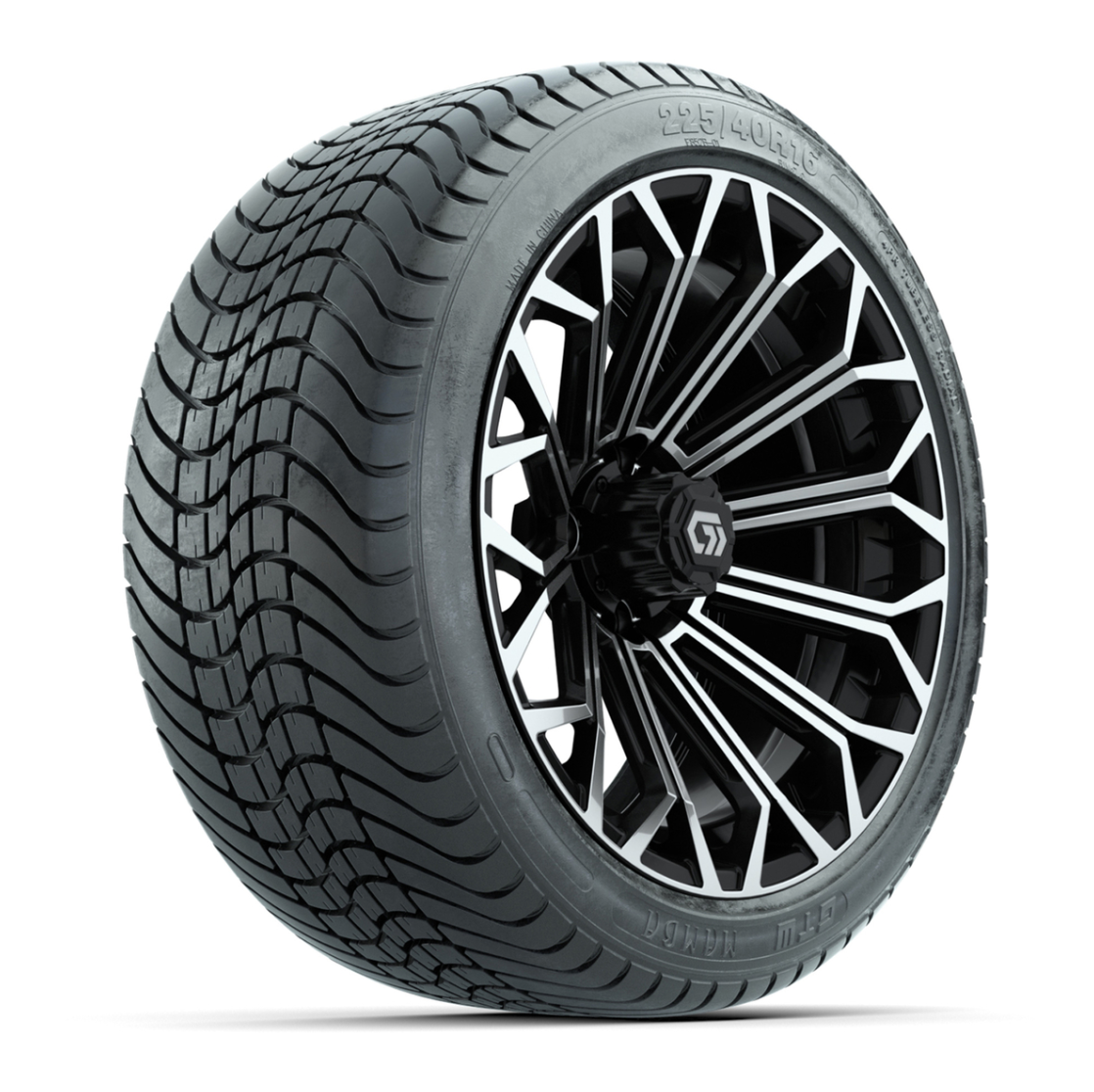 GTW® Phantom Black/Machined 16 in Wheels with 225/40-R16 Mamba Street Tires - Full Set