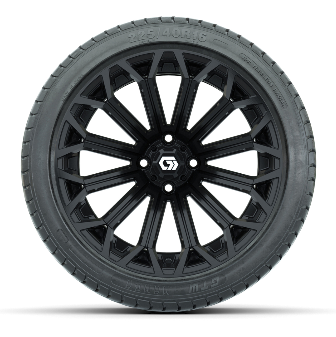 GTW® Phantom Gloss Black 16 in Wheels with 225/40-R16 Mamba Street Tires - Full Set