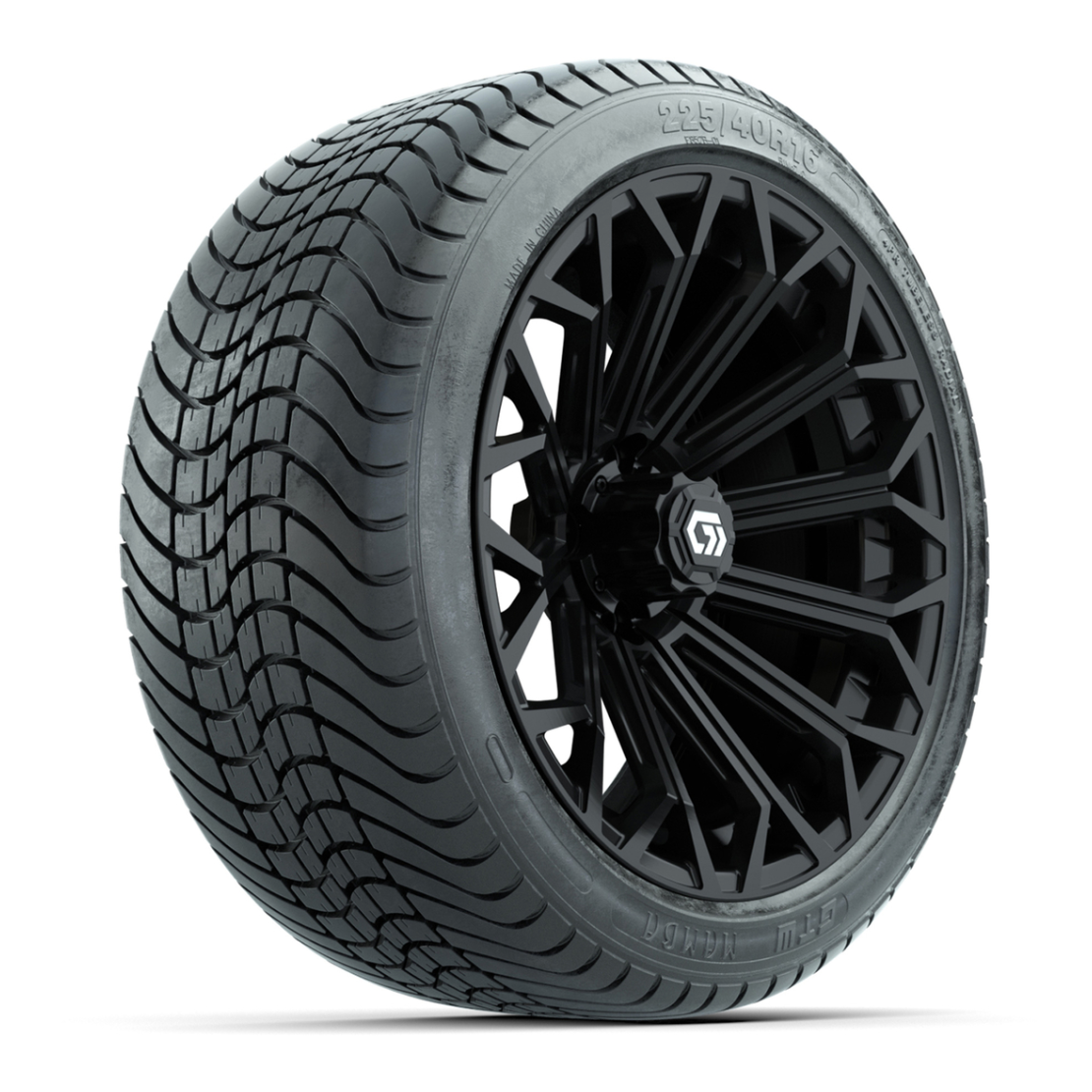 GTW® Phantom Gloss Black 16 in Wheels with 225/40-R16 Mamba Street Tires - Full Set
