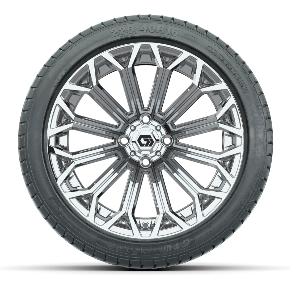 GTW® Phantom Chrome 16 in Wheels with 225/40-R16 Mamba Street Tires - Full Set
