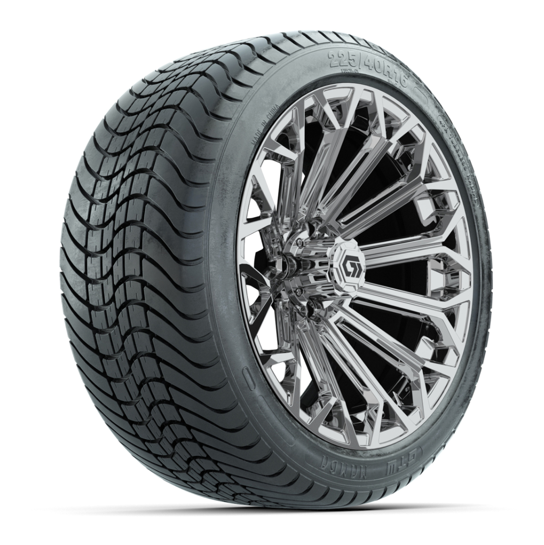 GTW® Phantom Chrome 16 in Wheels with 225/40-R16 Mamba Street Tires - Full Set
