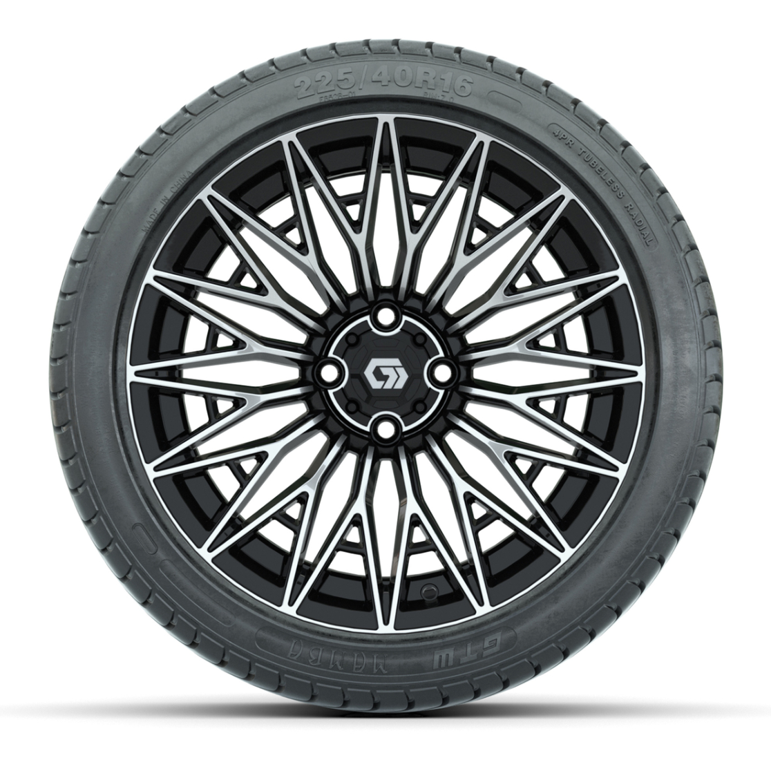 GTW® Blur Black/Machined 16 in Wheels with 225/40-R16 Mamba Street Tires - Full Set