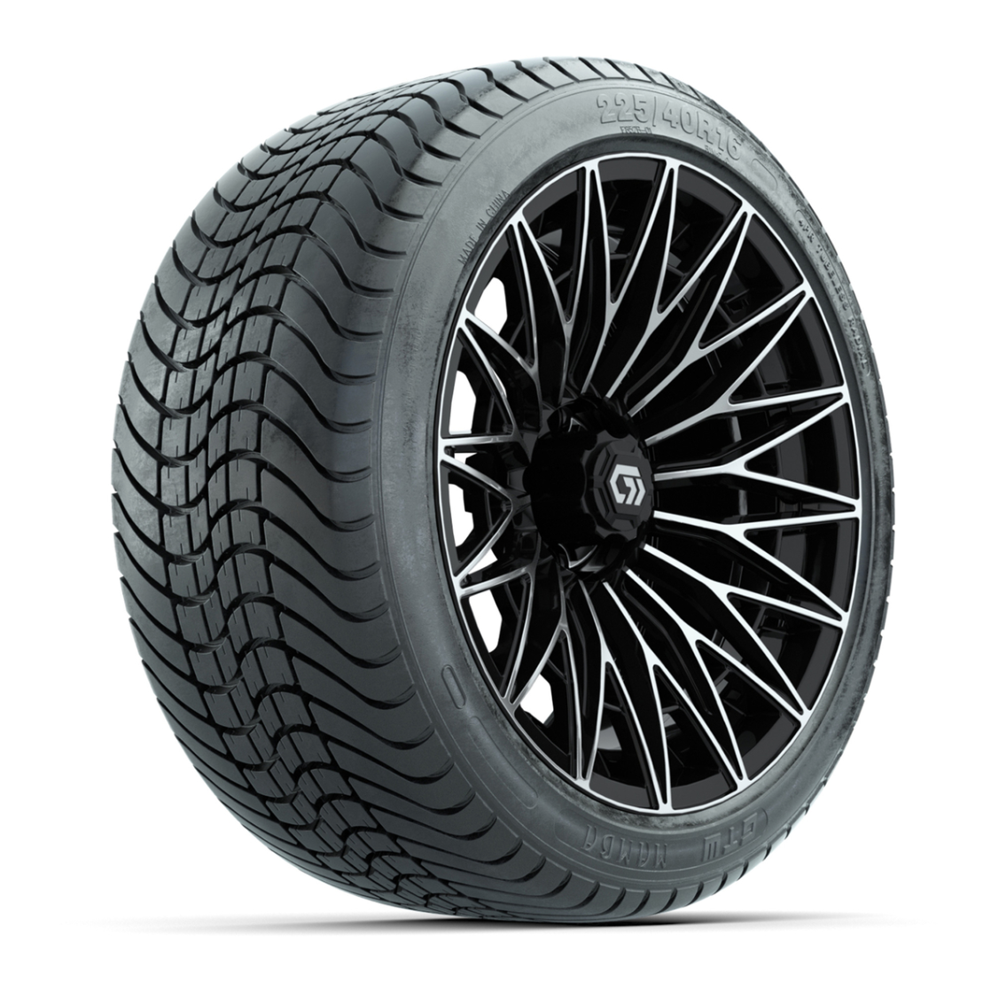 GTW® Blur Black/Machined 16 in Wheels with 225/40-R16 Mamba Street Tires - Full Set