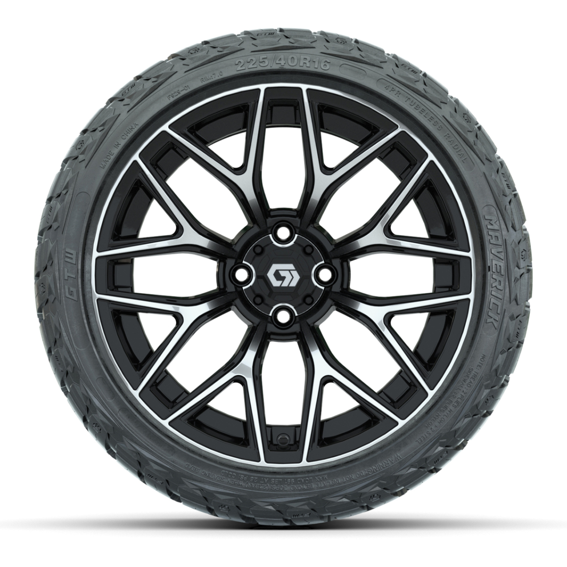 GTW® Monaco Black/Machined 16 in Wheels with 225/40-R16 Maverick Hybrid Tires - Full Set
