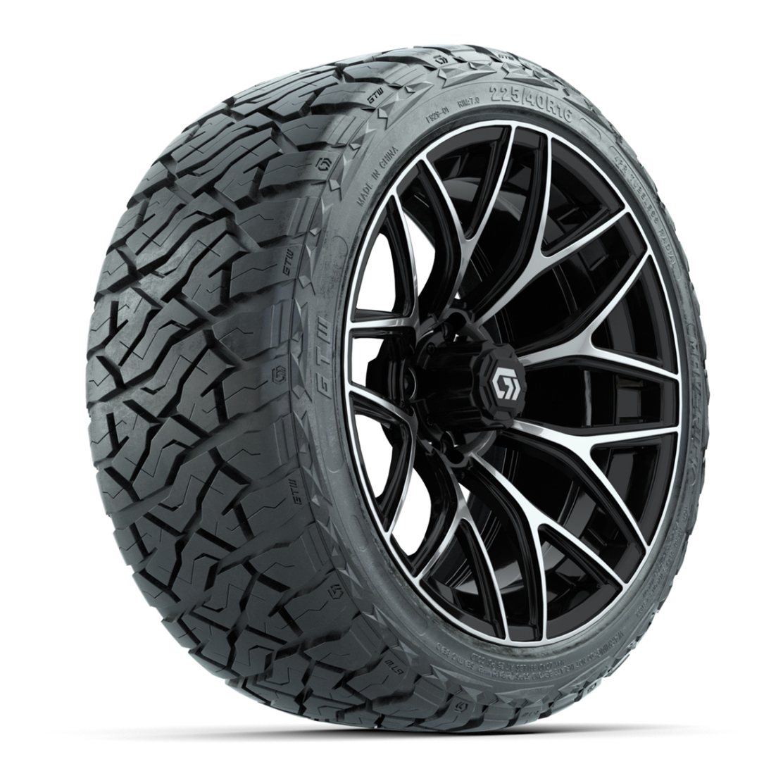 GTW® Monaco Black/Machined 16 in Wheels with 225/40-R16 Maverick Hybrid Tires - Full Set
