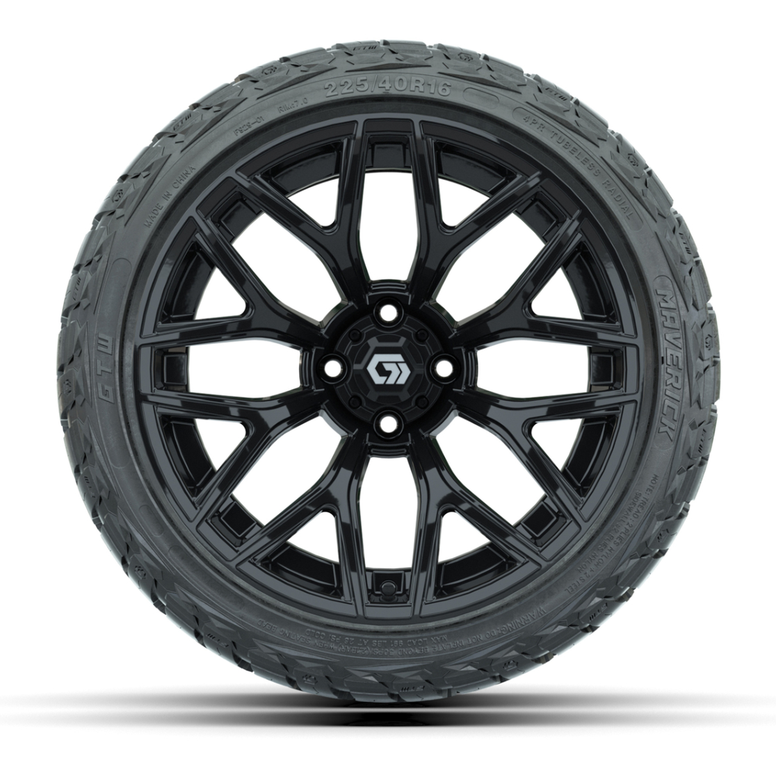 GTW® Monaco Gloss Black 16 in Wheels with 225/40-R16 Maverick Hybrid Tires - Full Set