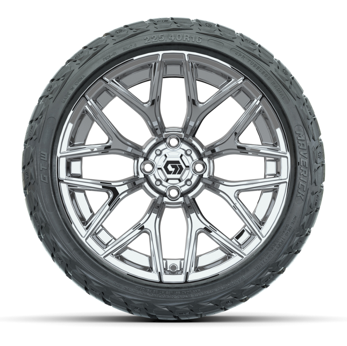 GTW® Monaco Chrome 16 in Wheels with 225/40-R16 Maverick Hybrid Tires - Full Set