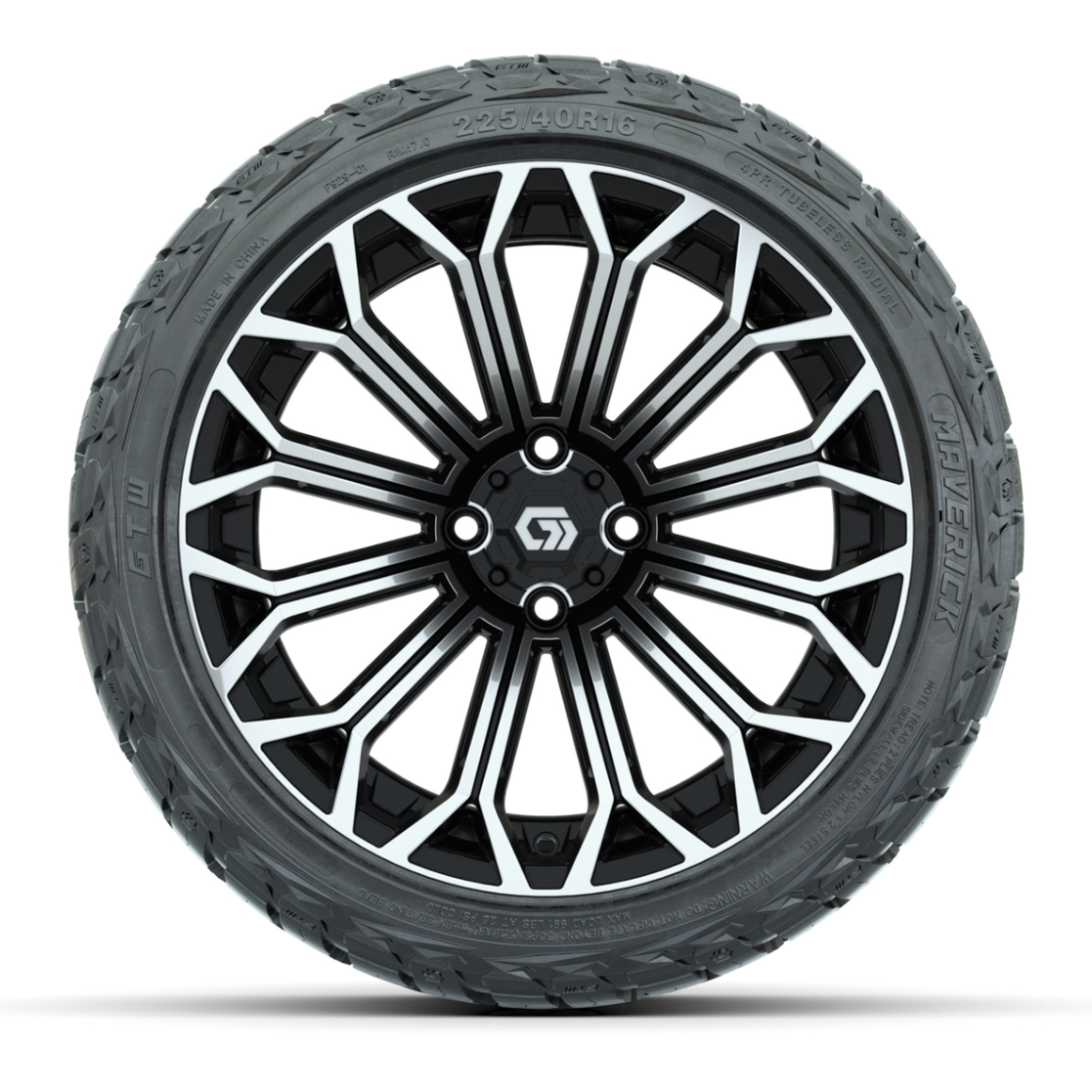 GTW® Phantom Black/Machined 16 in Wheels with 225/40-R16 Maverick Hybrid Tires - Full Set