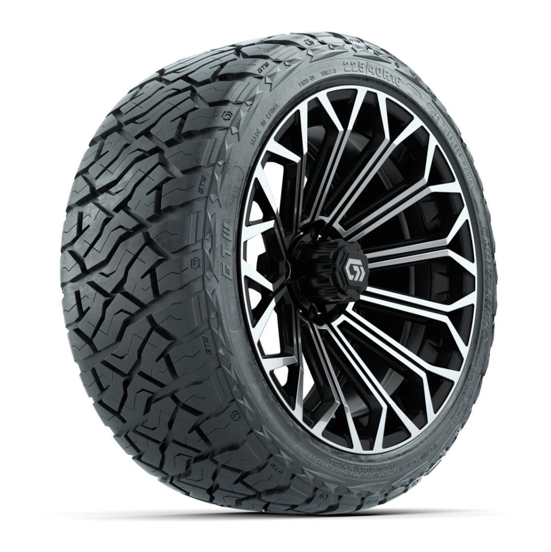 GTW® Phantom Black/Machined 16 in Wheels with 225/40-R16 Maverick Hybrid Tires - Full Set