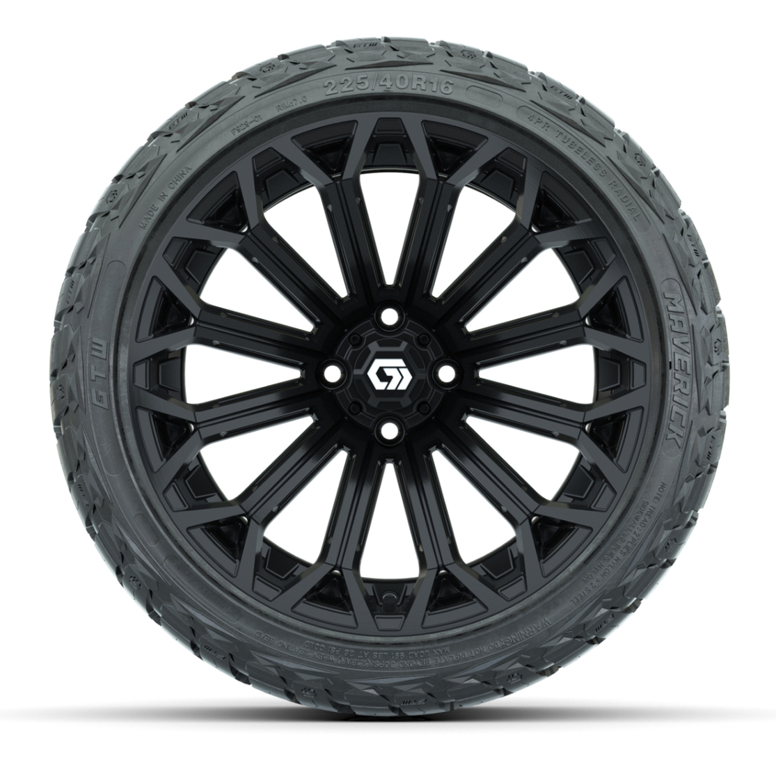 GTW® Phantom Gloss Black 16 in Wheels with 225/40-R16 Maverick Hybrid Tires - Full Set