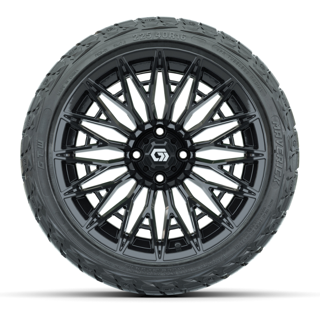 GTW® Blur Gloss Black 16 in Wheels with 225/40-R16 Maverick Hybrid Tires - Full Set