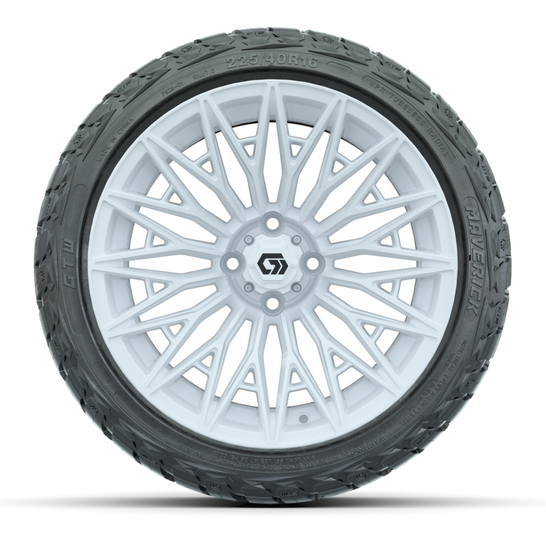 GTW® Blur Gloss White 16 in Wheels with 225/40-R16 Maverick Hybrid Tires - Full Set