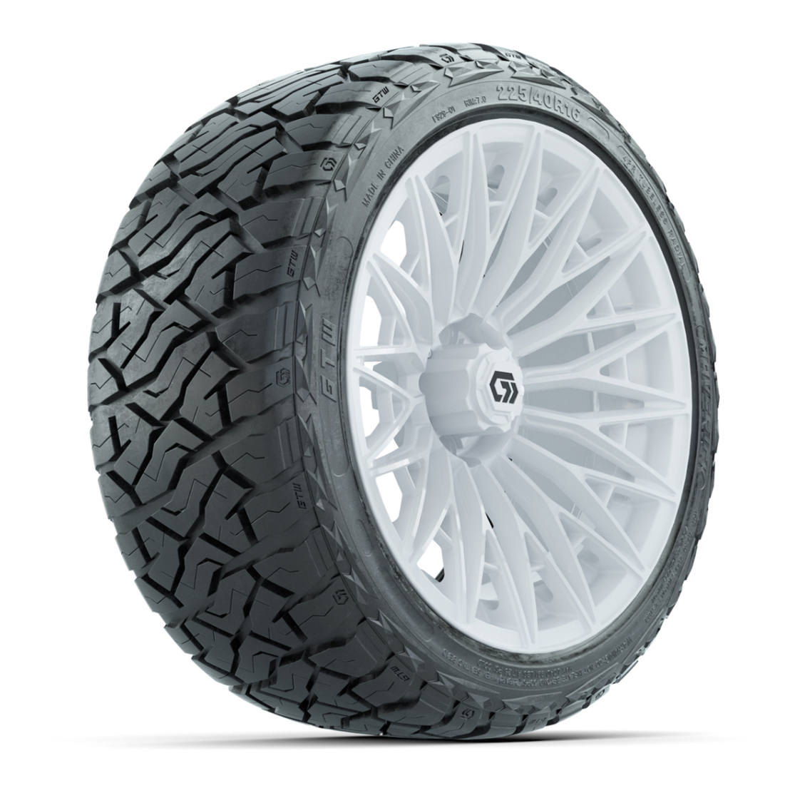 GTW® Blur Gloss White 16 in Wheels with 225/40-R16 Maverick Hybrid Tires - Full Set