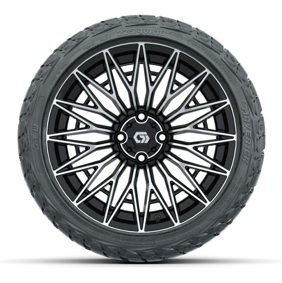GTW® Blur Black/Machined 16 in Wheels with 225/40-R16 Maverick Hybrid Tires - Full Set
