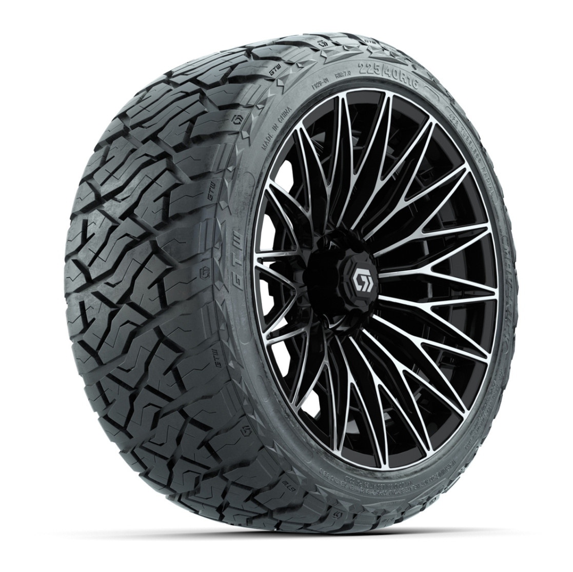 GTW® Blur Black/Machined 16 in Wheels with 225/40-R16 Maverick Hybrid Tires - Full Set