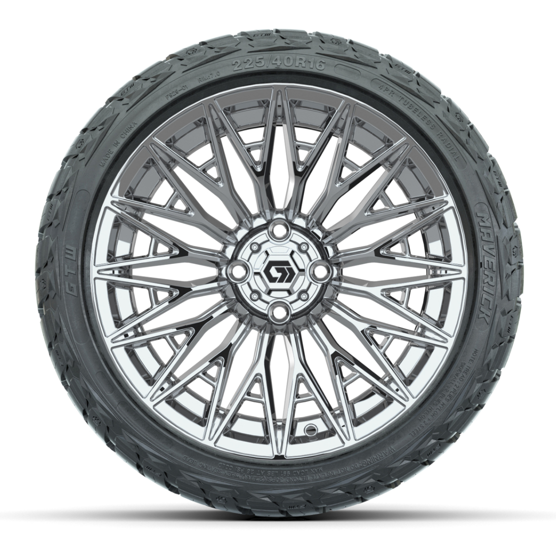 GTW® Blur Chrome 16 in Wheels with 225/40-R16 Maverick Hybrid Tires - Full Set