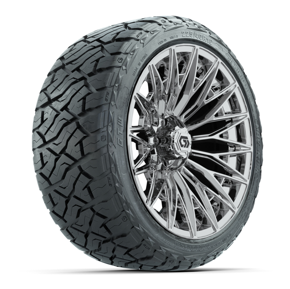 GTW® Blur Chrome 16 in Wheels with 225/40-R16 Maverick Hybrid Tires - Full Set