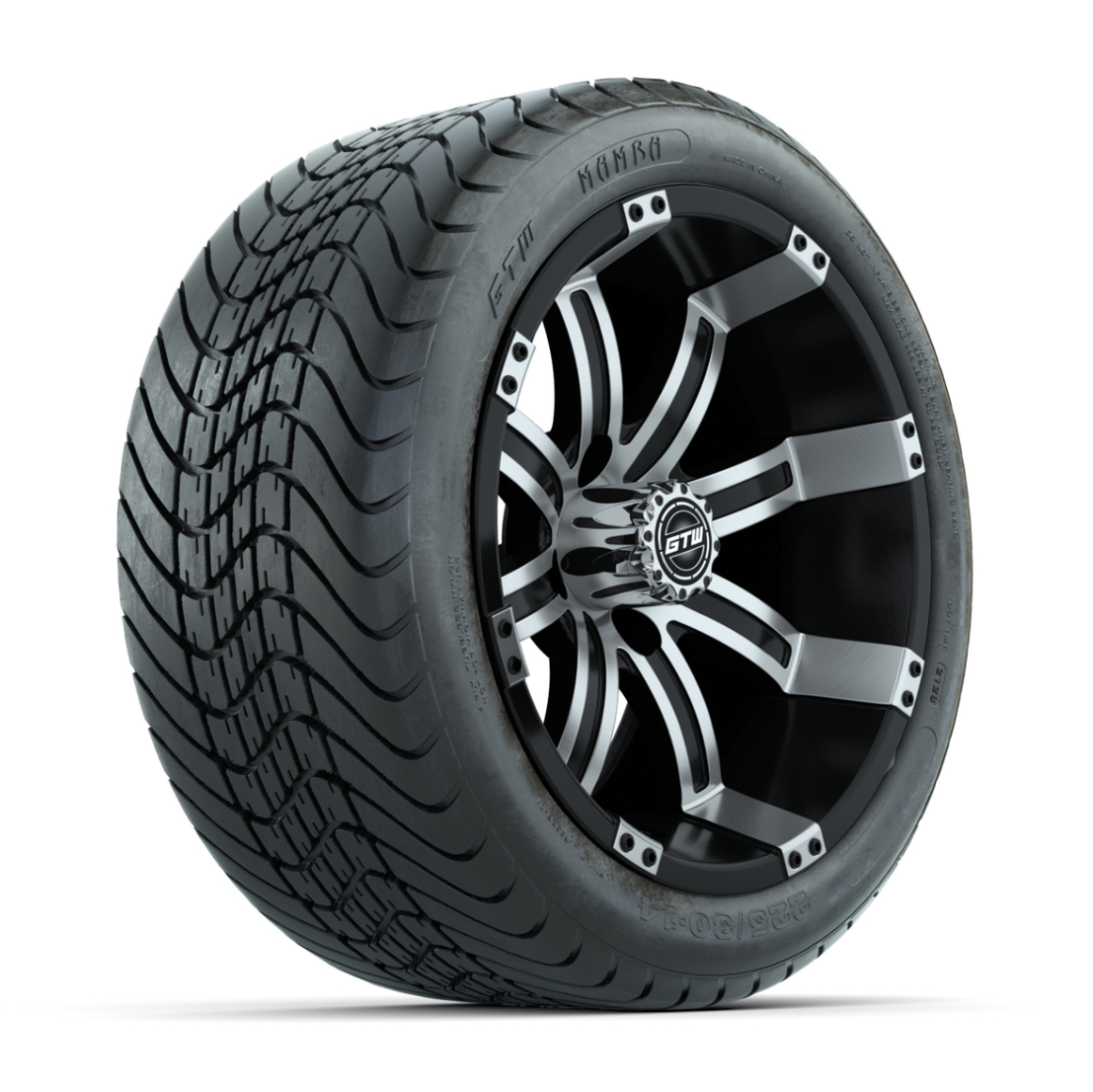 14” GTW Tempest Black and Machined Wheels with GTW Mamba Street Tires – Set of 4