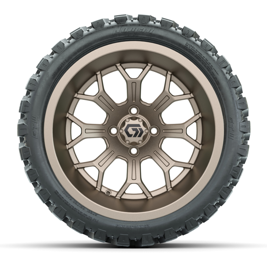 GTW® Assault Matte Bronze 15 in Wheels with 23X10-R15 Nomad Steel Belted Radial All-Terrain Tires - Full Set