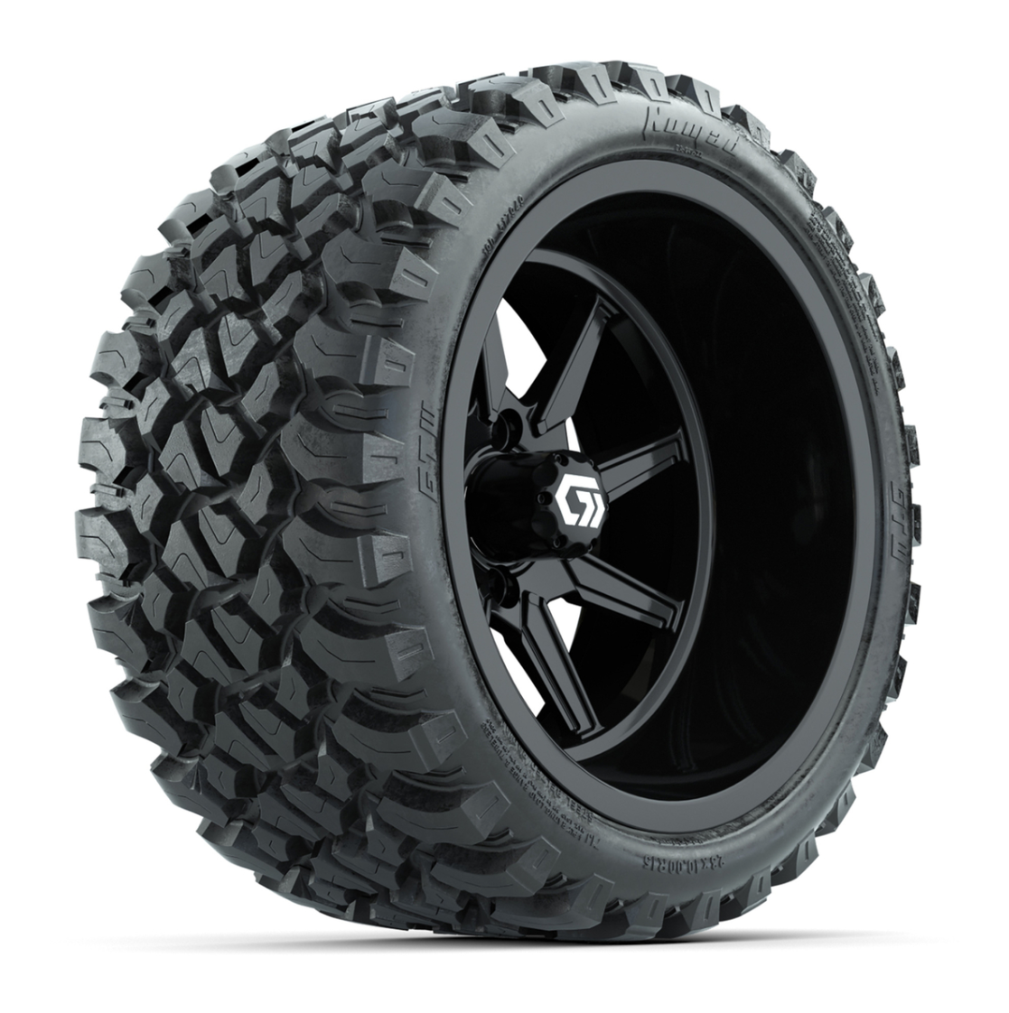 GTW® Reaper Gloss Black 15 in Wheels with 23X10-R15 Nomad Steel Belted Radial All-Terrain Tires - Full Set